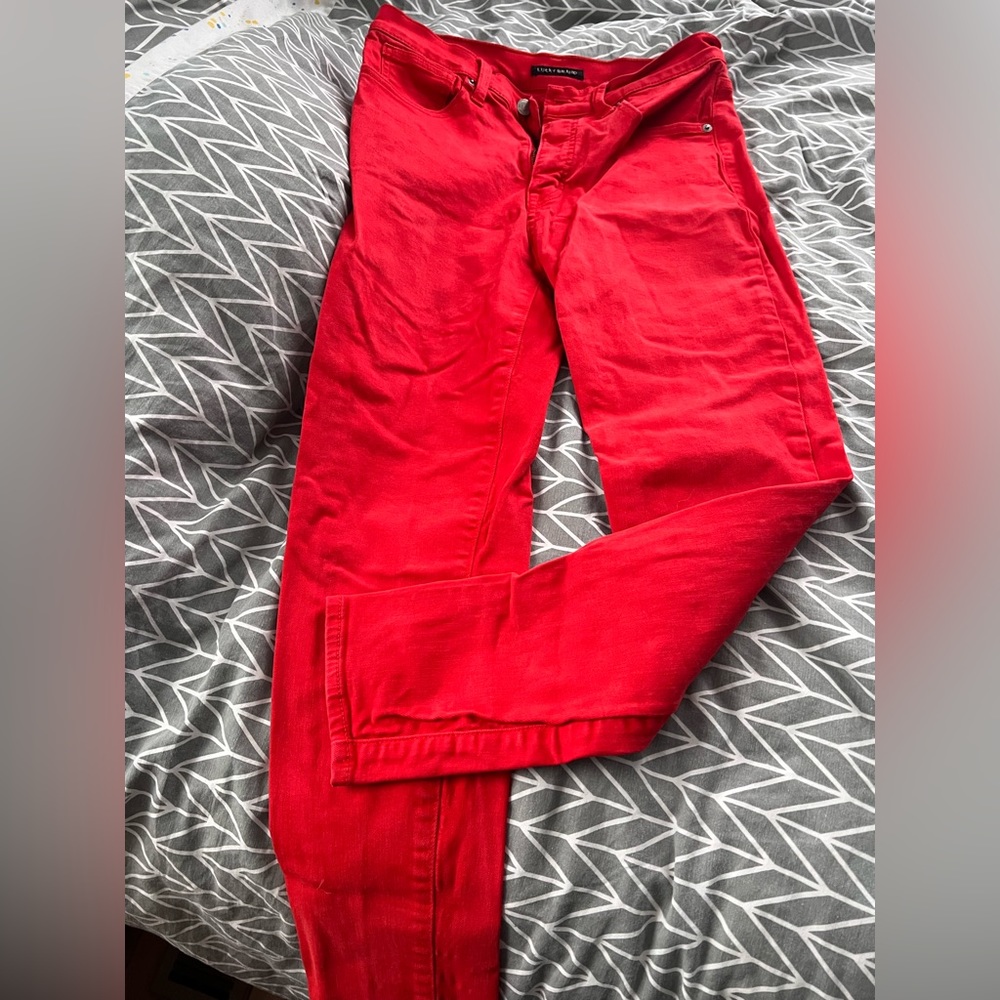 Lucky Brand Bridgette high wasted bright red jeans